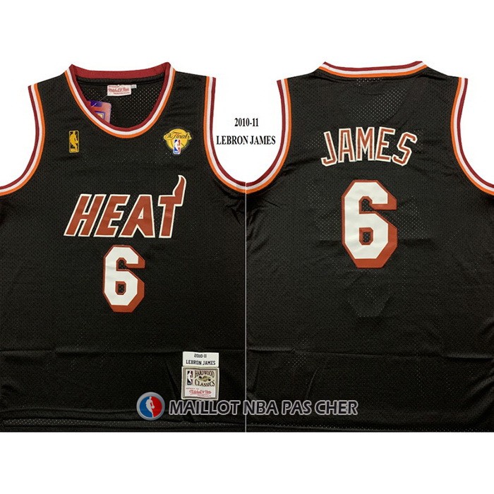 Maillot Miami Heat LeBron James NO 6 Mitchell & Ness 2010-11 Noir